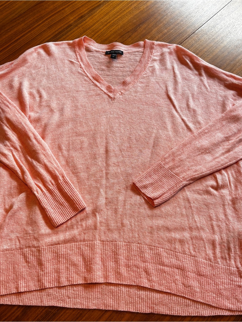 Eileen Fisher peach organic linen lightweight sweater Size S/P